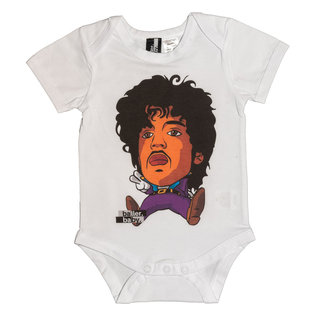 Purple Rain Prince ‘Baby Baller’ Short Sleeve Baby Onesie - Baller Baby Clothing