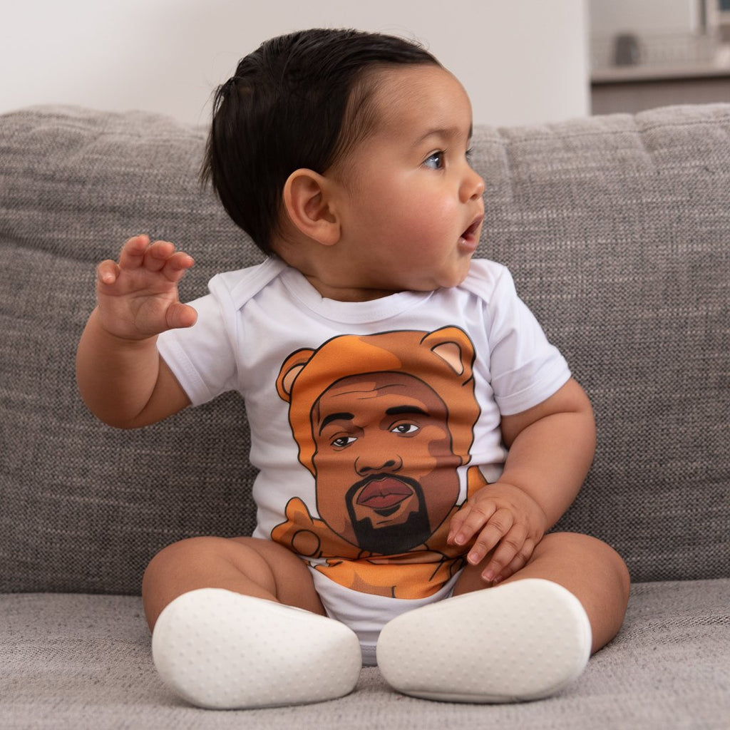 Kanye Bear ‘Baby Baller” Range Short Sleeve Baby Onesie - Baller Baby Clothing